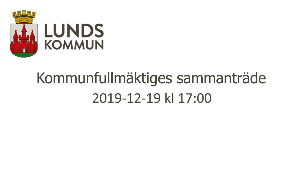 Kommunfullmäktiges sammanträde 2019-12-19