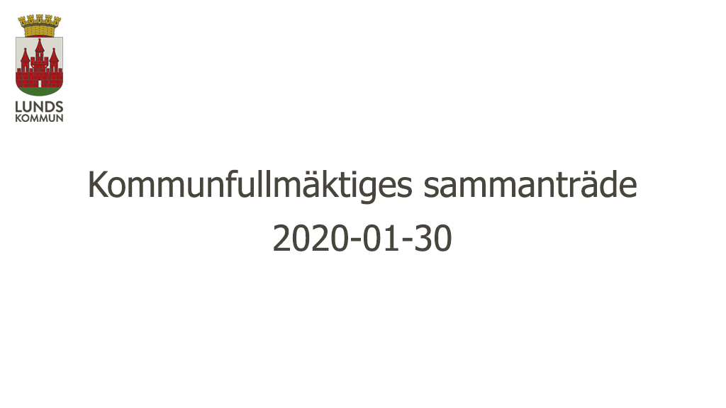 Kommunfullmäktiges sammanträde 2020-01-30 kl 13:30 - 17:30