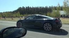Audi R8 V10 ABT + Milltek exhaust vs Chevrolet Corvette Z06 Acrapovic exhaust